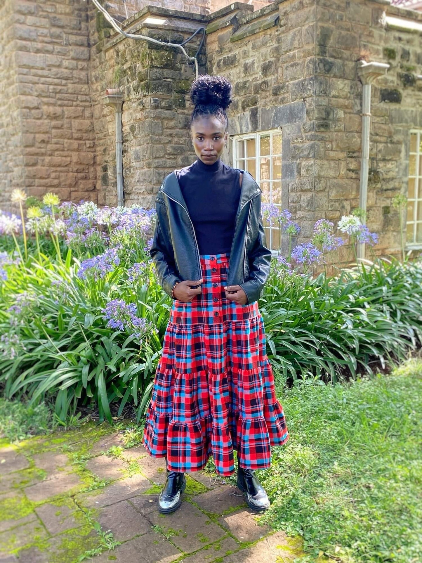 Maasai Shuka Tiered Skirt #39 <M>