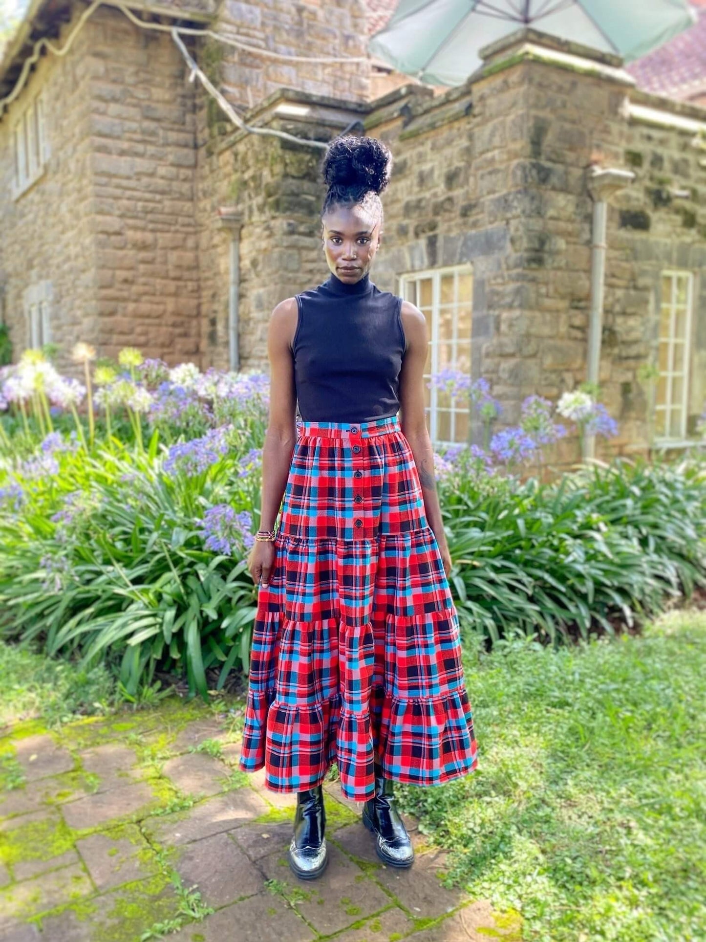 Maasai Shuka Tiered Skirt #39 <M>