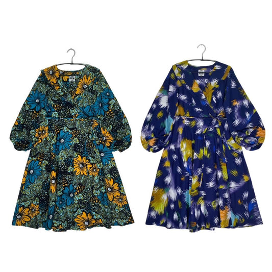 Bishop Sleeve Wrap Dress <Semi-custom Order>
