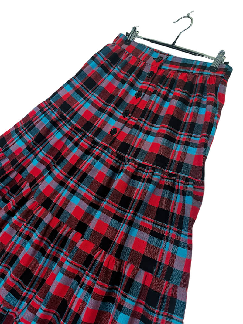 Maasai Shuka Tiered Skirt #39 <M>