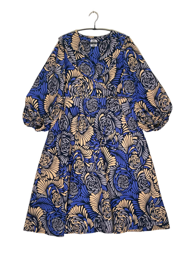 Bishop Sleeve Wrap Dress #535 <L>