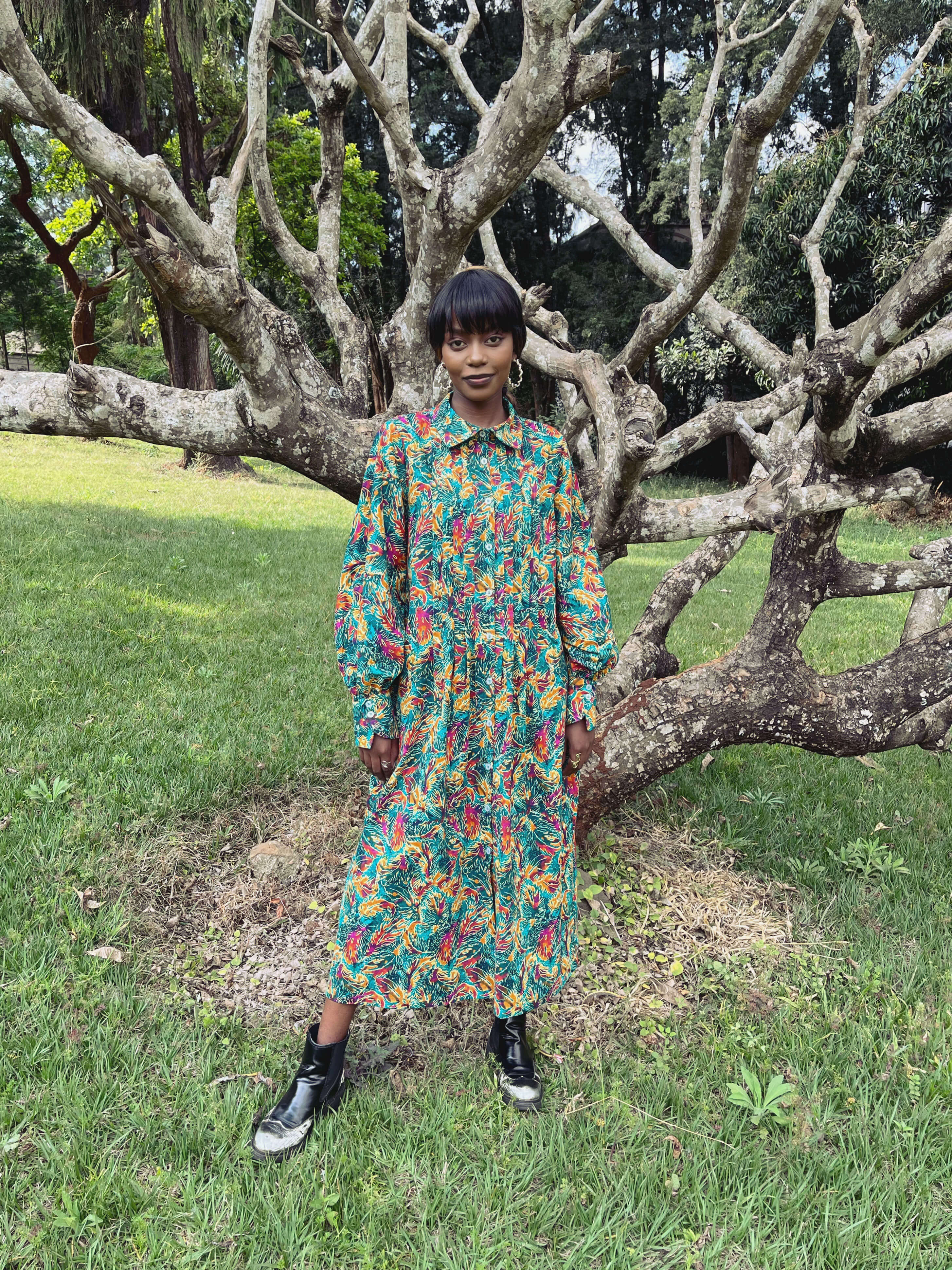 Pleated Shirt Dress