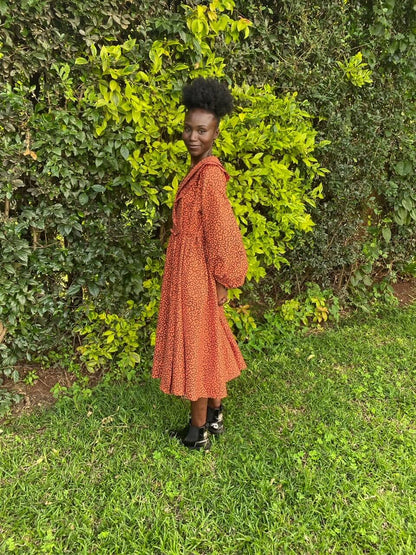 Bishop Sleeve Wrap Dress <Semi-custom Order>