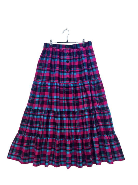 Maasai Shuka Tiered Skirt #51 <L>