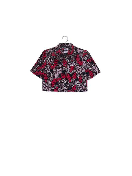 Round Collar Cropped Shirt  #543 <S>